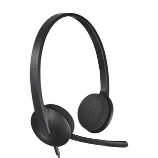 logitech 羅技 USB有線耳機麥克風, H340, 黑色