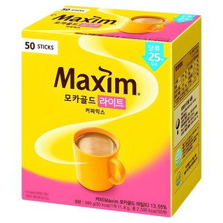 Maxim 麥心 摩卡黃金 Light 咖啡 減糖25%, 11.8g, 50包, 1盒