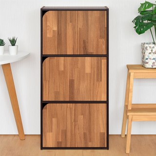 HOPMA 合馬家具 斯麥三門收納櫃 G-D306BKPTK, 黑胡桃配拼版柚木