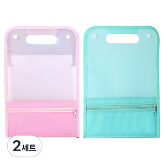 투데이리빙 13칸 A4 아코디언 파일 수납 케이스 2종 세트 CD_OOS_AL058P, 핑크, 그린, 2세트