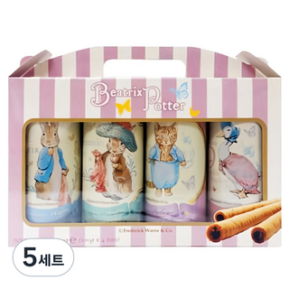 PETER RABBIT 比得兔 綜合捲心酥禮盒 4種口味, 巧克力 + 卡布奇諾 + 餅乾和奶油 + 香草, 5套