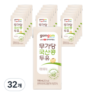 곰곰 무가당 국산콩 두유, 32개, 190ml