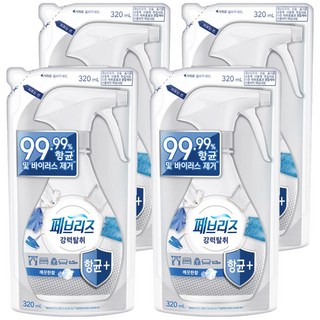 페브리즈 섬유 탈취제 깨끗한 향 리필, 320ml, 4개