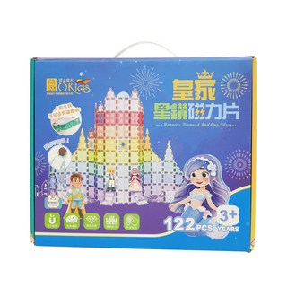 OKids 博士積木 皇家星鑽磁力片 122片 混和顏色, 1盒