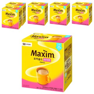 Maxim 麥心 摩卡黃金 Light 咖啡 減糖25%, 11.8g, 50包, 6盒