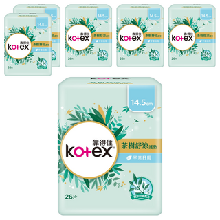 Kotex 靠得住 茶樹舒涼護墊, 14.5cm, 26片, 6包