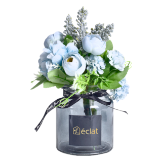 éclat 匠心花藝黑瓶玻璃工藝擺飾仿真盆栽, 花束高約32.5cm, 1個