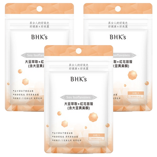 BHK's 大豆萃取+紅花苜蓿 素食膠囊 改善更年期症狀 調節雌激素 穩定情緒 幫助入睡, 30顆, 3包