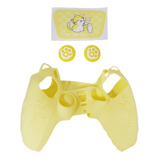 PS5手柄貓咪矽膠套 3合一, 黃色, 1組