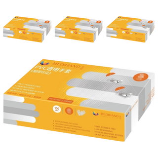 MEDIHAND 美恆 PVC透明手套 加厚6克 M號(掌寬 9cm以下), 100個, 4盒