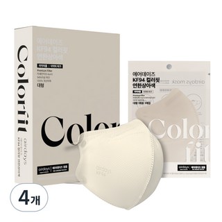 airdays Color Fit KF94立體口罩 L號, 4盒, 10片, 淺象牙白