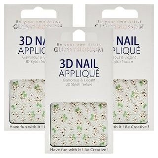 GLOSSYBLOSSOM 雪白美甲貼 3件組, 花串, 1組