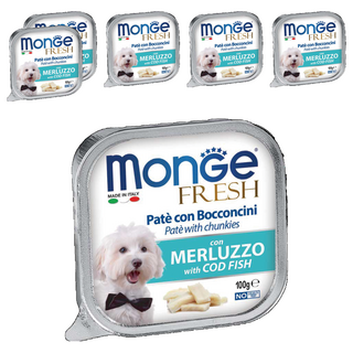 MonGe 瑪恩吉 倍愛滿滿 主食犬餐盒, 鱈魚, 100g, 6盒