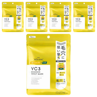 PDC 無暇美肌VC3面膜 收縮毛孔 保濕 提亮膚色 男女通用 片狀面膜, 7片, 5包