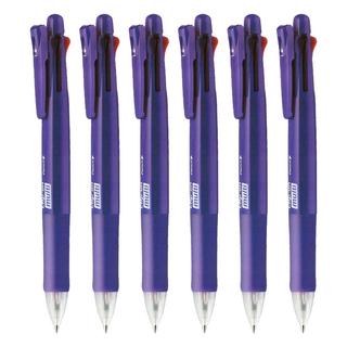 ZEBRA 斑馬牌 四色五合一 多功能原子筆 - B4SA1-EVI, 紫色, 6支