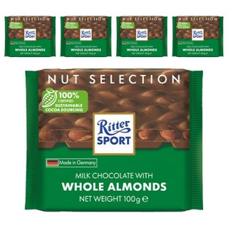 Ritter Sport 杏仁果牛奶巧克力片, 100g, 5包