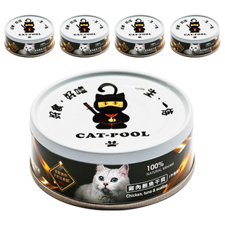 CAT-POOL 貓侍 全齡貓 低敏食材天然主食罐, 雞肉 + 鮪魚 + 干貝, 80g, 5罐