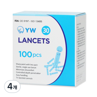 YW 일회용수동랜싯 30G 채혈침, 100개입, 4개