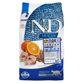 Farmina 法米納 N&D 天然海洋系列 全齡貓乾飼料 OC-3, 低穀鱈魚甜橙, 1500g, 1袋