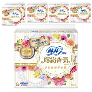 SOFY 蘇菲 繽紛香氣超薄護墊 沐浴清新, 14cm, 80片, 6包