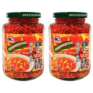 MIAW KO 廟口 雞心蒜蓉辣椒, 以新鮮紅辣椒和蒜蓉拌炒製成，蒜香濃郁，溫辣不燥，口感清新, 370g, 2罐