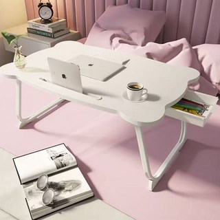 德利生活 摺疊電腦桌豪華 白色, 1入, 展開:60 x 40 x 28cm，收折:60 x 40 x 6cm