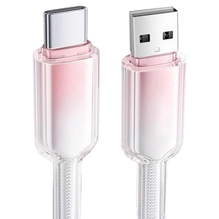 小麥購物 Type-C系列 冰晶漸變快充數據線 A-C 65w L1366, 1個, 1.5m, 雪白粉