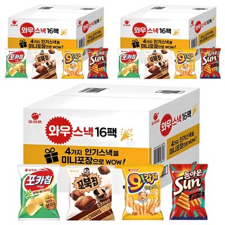 ORION 好麗友 小包裝人氣零食禮盒 16包入, 波卡洋芋片+烏龜脆片+薯條餅乾+陽光波浪玉米脆片, 3組