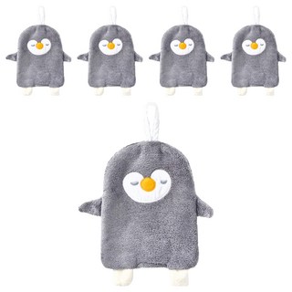 企鵝擦手巾 D002 24 x 27.5 x 1.5cm, 灰企鵝 灰色, 5個