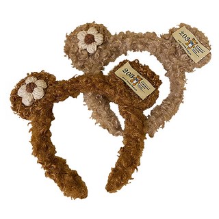 羊羔毛絨標籤熊髮箍2件套