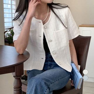 afinar 女款半短版短袖毛呢外套