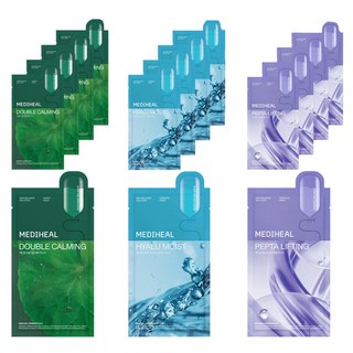 메디힐 더블 카밍 워터 5p + 히알루 모이스트 에센스 5p + 펩타 리프팅 앰플 5p 마스크팩 세트, 15개입, 1세트