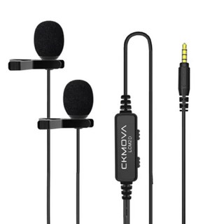 CKMOVA LCM2LD 全向電容式雙頭領夾式麥克風，適用於Apple Lightning設備，6米線長, Black