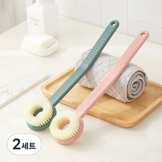 MONACO OLIVE 弧形貼合身體刷2件組, 煙燻粉紅 + 卡其綠