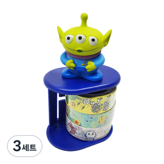 迪士尼 玩具總動員 三眼怪 角色 紙膠帶台 + 紙膠帶 3入組, 3套, 混色