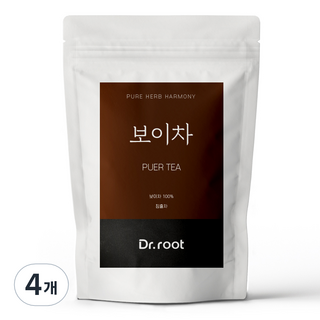 Dr.root 普洱茶三角茶包, 4袋, 25包, 1.2g