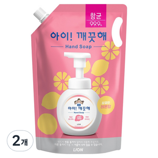 아이깨끗해 항균 폼 핸드솝 리필 레몬향, 1.8L, 2개