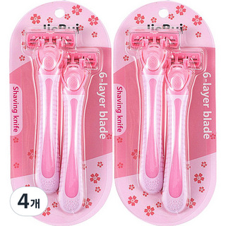 About Bath 女性用6層刀片除毛刀 粉紅色, 2入, 4個