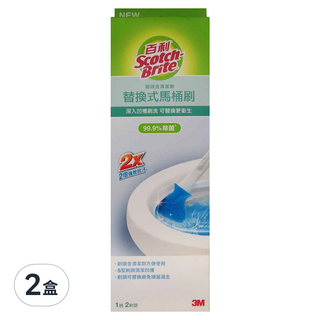3M Scotch-Brite 百利 替換式馬桶刷 除菌抗汙清潔型 握把 x 1支 + 刷頭 x 2個, 替換式, 2盒