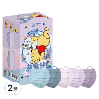 明基 幸福物語 迪士尼成人平面口罩, 晨曦維尼, 50片, 2盒