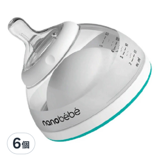 Nanobébé 母乳奶瓶, 可拆式奶嘴, 大口徑可手洗, 150ml 湖水藍, 6個