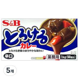 S&B 愛思必 特樂口野菜咖哩塊 辣味, 1kg, 5盒