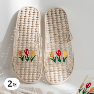 DECOVIEW 簡約鬱金香浴室拖鞋, 米色, 2個