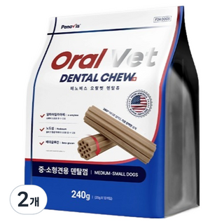 페노비스 강아지 오랄벳 덴탈껌 중 소형견용, 240g, 2개, 닭고기맛