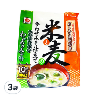 升屋 米麥海帶芽即食味噌湯, 內附食料包, 204g, 3袋
