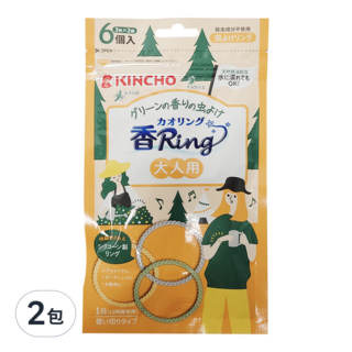 KINCHO 金鳥 台灣公司貨 造型精油驅蚊蟲環 大人用 6入, 27g, 2包