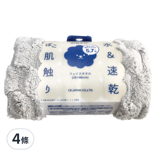 CB JAPAN carari poco格紋系列 超細纖維毛巾 30x80cm, 典雅灰, 4條