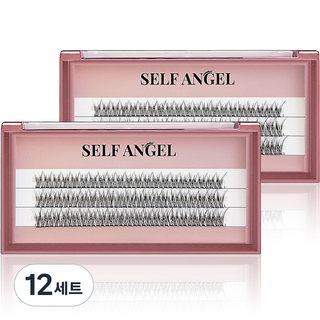 셀프천사 청순여리 C컬 인조 속눈썹 혼합 8mm + 9mm + 10mm, 블랙, 12개