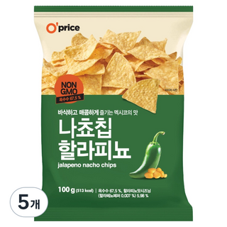 O'price 墨西哥辣椒風味玉米片, 5個, 100g