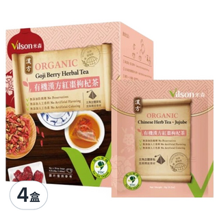 Vilson 米森 有機漢方紅棗枸杞茶, 8包, 6g, 4盒